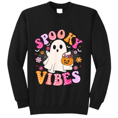 Spooky Vibes Ghost Retro Groovy Halloween Women Sweatshirt