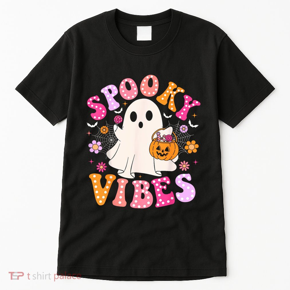 Spooky Vibes Ghost Retro Groovy Halloween Women Tall T-Shirt