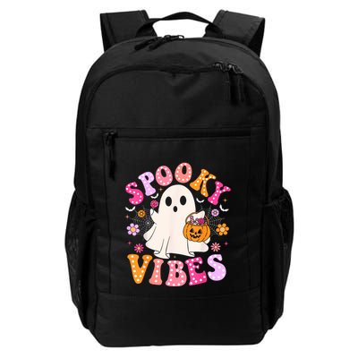 Spooky Vibes Ghost Retro Groovy Halloween Women Backpack