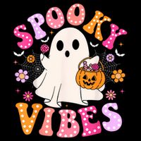 Spooky Vibes Ghost Retro Groovy Halloween Women 16 in Basic Backpack