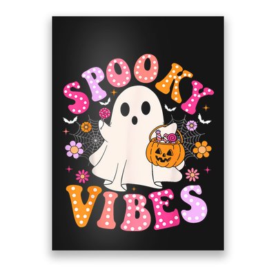 Spooky Vibes Ghost Retro Groovy Halloween Women Poster