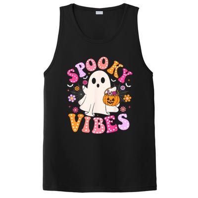 Spooky Vibes Ghost Retro Groovy Halloween Women PosiCharge Competitor Tank