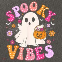 Spooky Vibes Ghost Retro Groovy Halloween Women Cotton Canvas Backpack