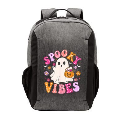 Spooky Vibes Ghost Retro Groovy Halloween Women Vector Backpack