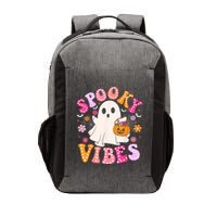 Spooky Vibes Ghost Retro Groovy Halloween Women Vector Backpack
