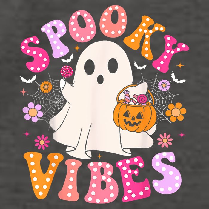 Spooky Vibes Ghost Retro Groovy Halloween Women Vector Backpack