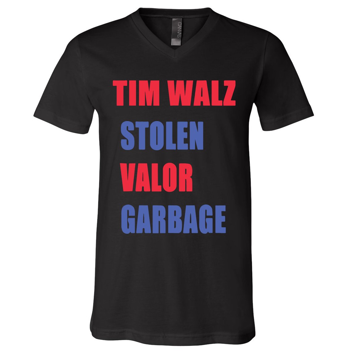 Stolen Valor Garbage Tim Walz V-Neck T-Shirt