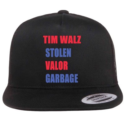 Stolen Valor Garbage Tim Walz Flatbill Hat