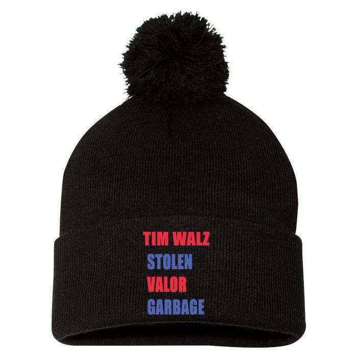 Stolen Valor Garbage Tim Walz Pom Pom 12in Knit Beanie