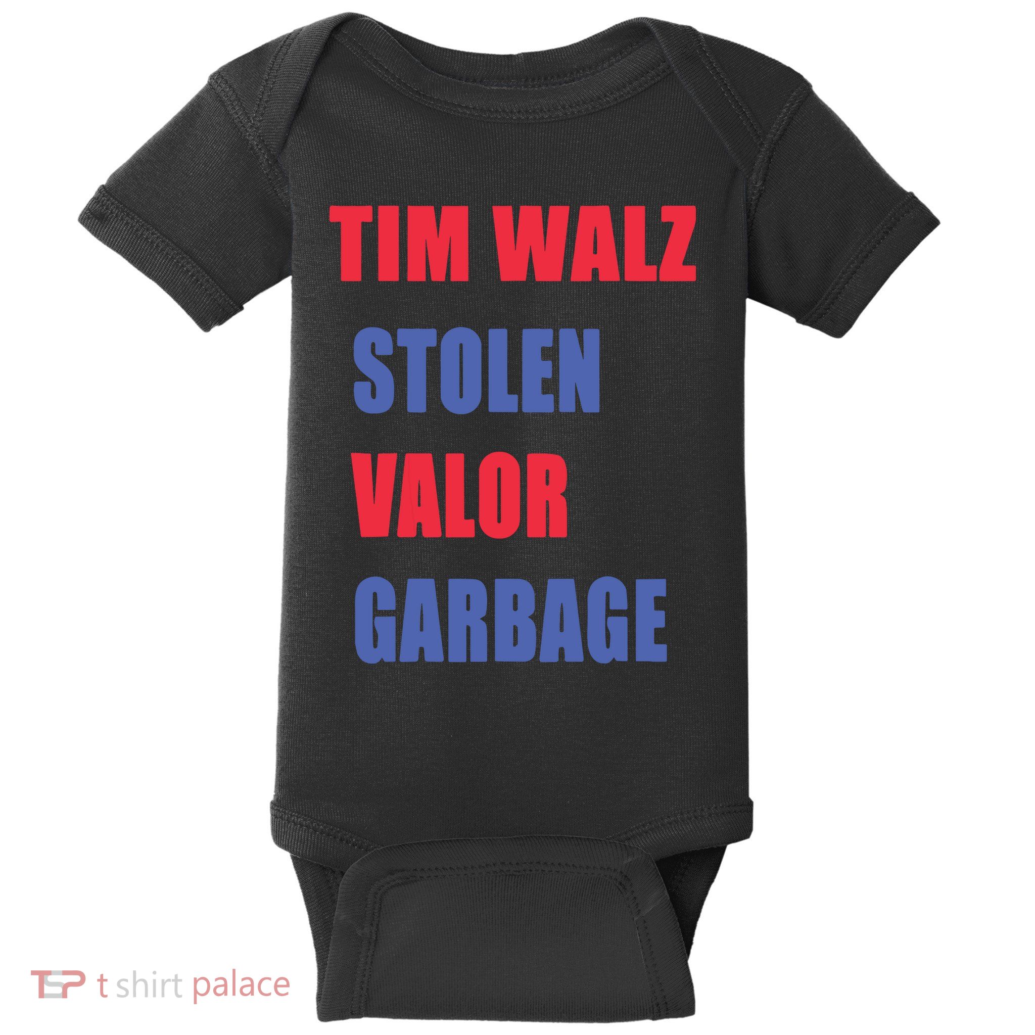 Stolen Valor Garbage Tim Walz Baby Bodysuit
