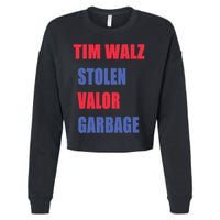 Stolen Valor Garbage Tim Walz Cropped Pullover Crew