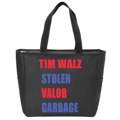 Stolen Valor Garbage Tim Walz Zip Tote Bag