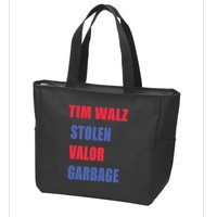Stolen Valor Garbage Tim Walz Zip Tote Bag