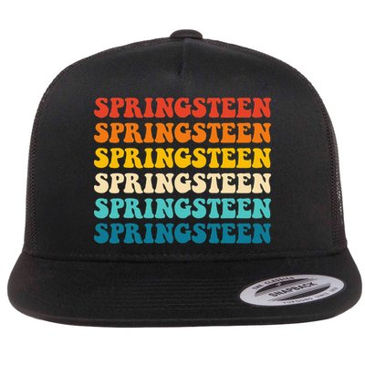 Springsteen Vintage Groovy Retro Party Everyday Casual Flat Bill Trucker Hat