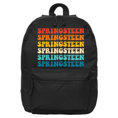 Springsteen Vintage Groovy Retro Party Everyday Casual 16 in Basic Backpack