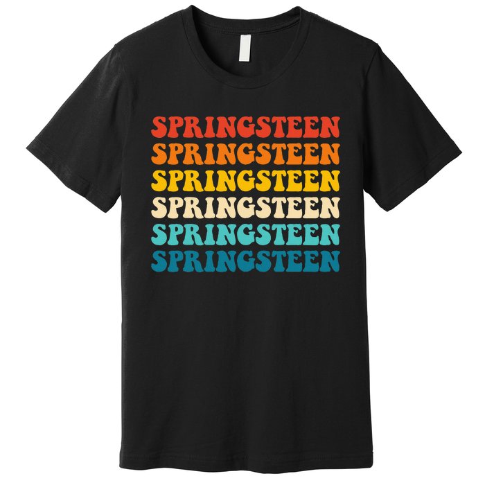 Springsteen Vintage Groovy Retro Party Everyday Casual Premium T-Shirt