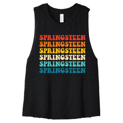 Springsteen Vintage Groovy Retro Party Everyday Casual Women's Racerback Cropped Tank