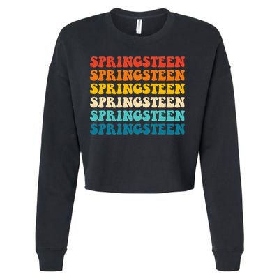 Springsteen Vintage Groovy Retro Party Everyday Casual Cropped Pullover Crew