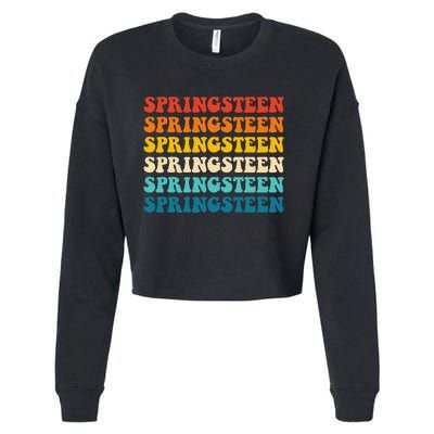 Springsteen Vintage Groovy Retro Party Everyday Casual Cropped Pullover Crew