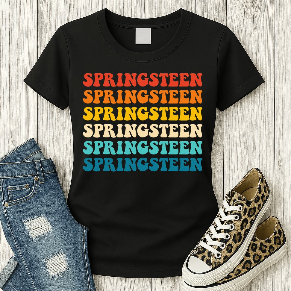 Springsteen Vintage Groovy Retro Party Everyday Casual Womens T-Shirt