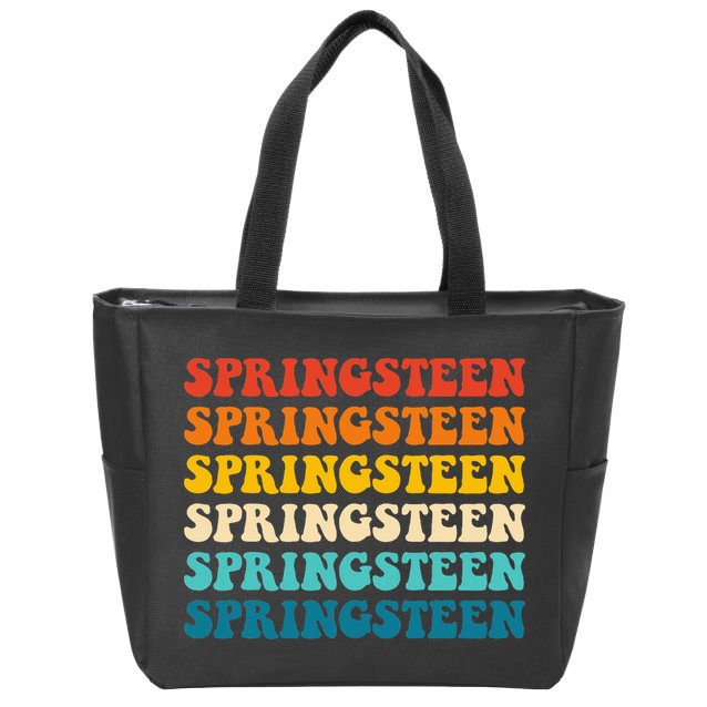 Springsteen Vintage Groovy Retro Party Everyday Casual Zip Tote Bag