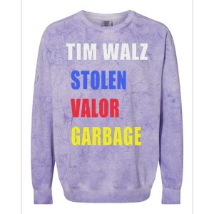 Stolen Valor Garbage Tim Walz Colorblast Crewneck Sweatshirt