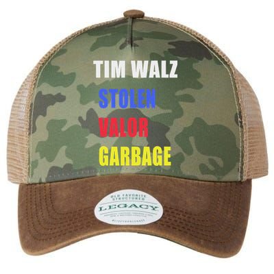 Stolen Valor Garbage Tim Walz Legacy Tie Dye Trucker Hat