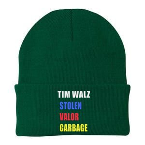 Stolen Valor Garbage Tim Walz Knit Cap Winter Beanie