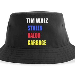 Stolen Valor Garbage Tim Walz Sustainable Bucket Hat