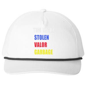 Stolen Valor Garbage Tim Walz Snapback Five-Panel Rope Hat