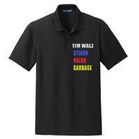 Stolen Valor Garbage Tim Walz Dry Zone Grid Polo