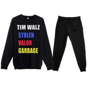 Stolen Valor Garbage Tim Walz Premium Crewneck Sweatsuit Set