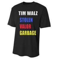 Stolen Valor Garbage Tim Walz Performance Sprint T-Shirt