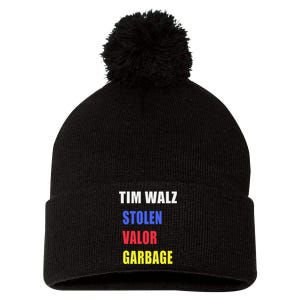 Stolen Valor Garbage Tim Walz Pom Pom 12in Knit Beanie