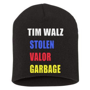 Stolen Valor Garbage Tim Walz Short Acrylic Beanie