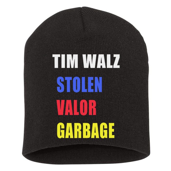 Stolen Valor Garbage Tim Walz Short Acrylic Beanie