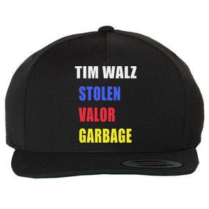 Stolen Valor Garbage Tim Walz Wool Snapback Cap