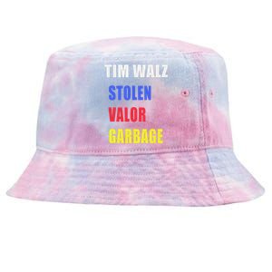 Stolen Valor Garbage Tim Walz Tie-Dyed Bucket Hat