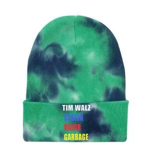 Stolen Valor Garbage Tim Walz Tie Dye 12in Knit Beanie