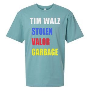 Stolen Valor Garbage Tim Walz Sueded Cloud Jersey T-Shirt