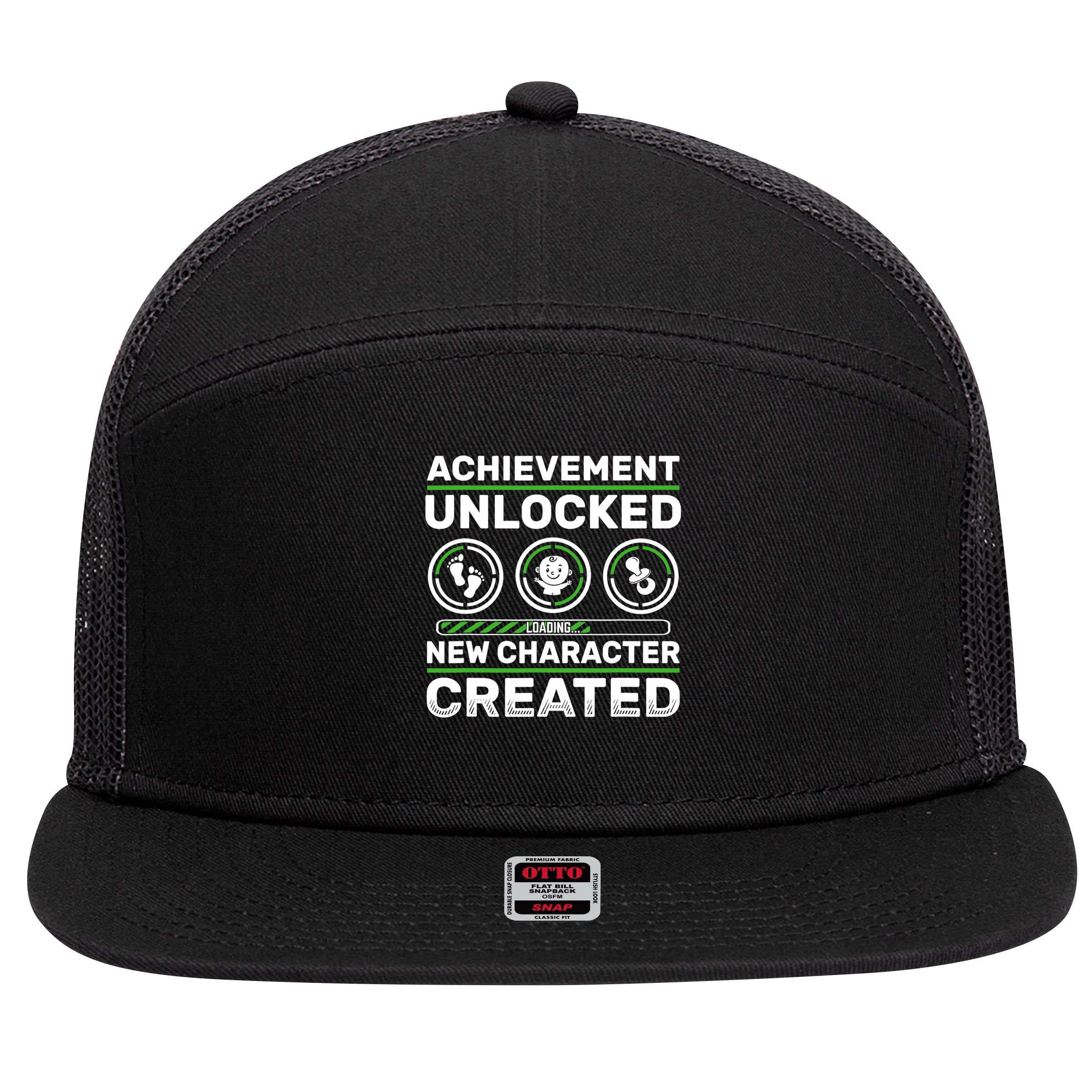 Schwangerschaft Verknden Geschenk Zocker New Character Created Pregnancy Announcement Dad Gamer  7 Panel Mesh Trucker Snapback Hat