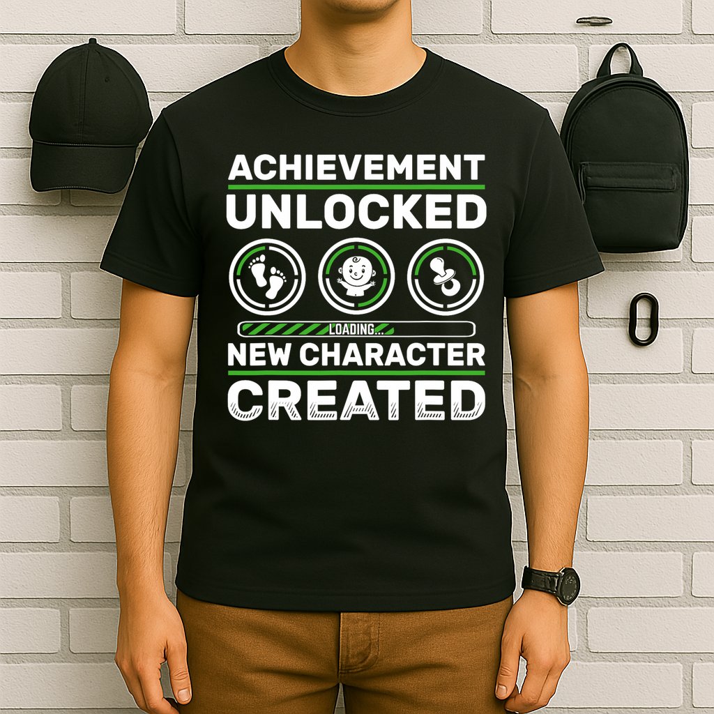 Schwangerschaft Verknden Geschenk Zocker New Character Created Pregnancy Announcement Dad Gamer  T-Shirt