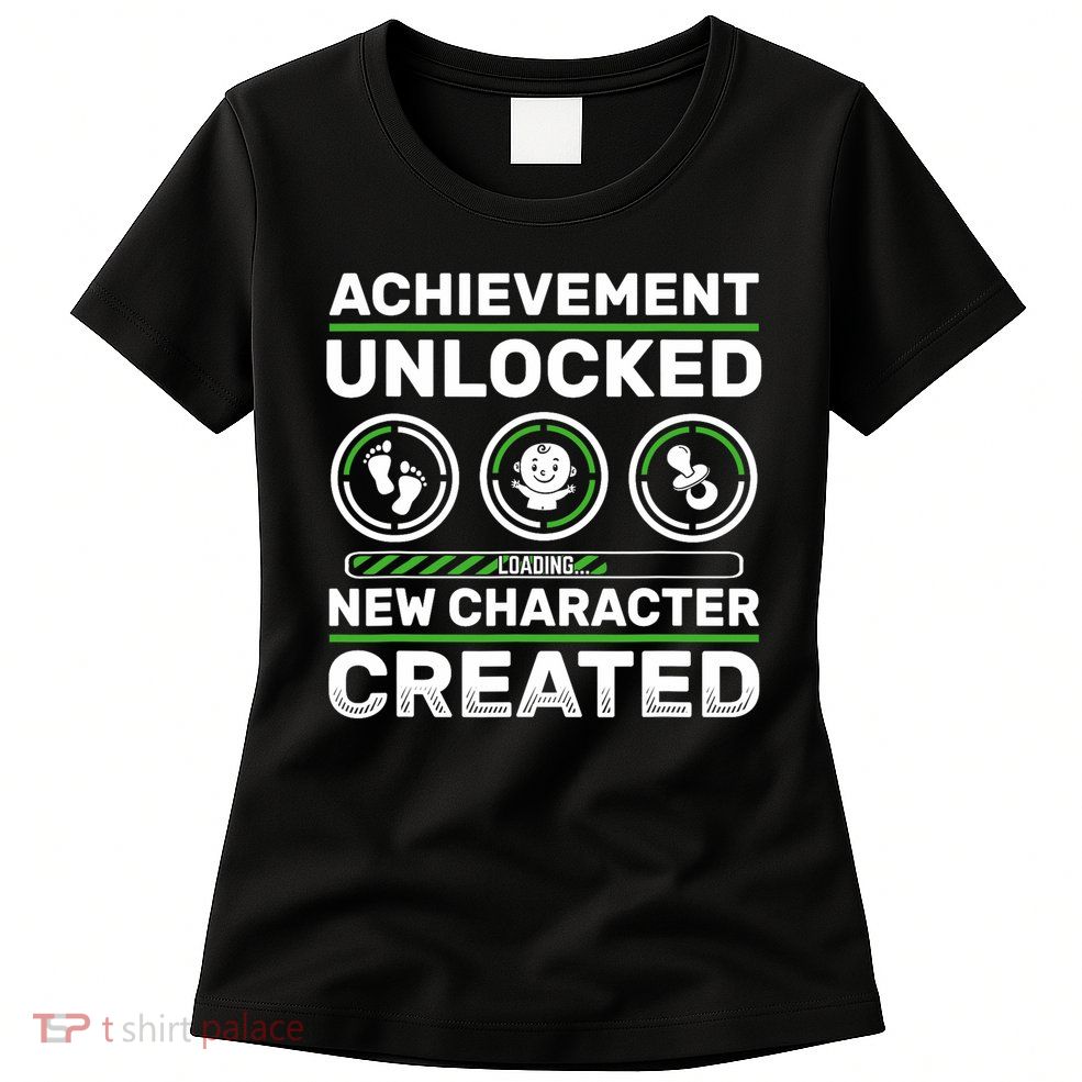 Schwangerschaft Verknden Geschenk Zocker New Character Created Pregnancy Announcement Dad Gamer  Womens T-Shirt
