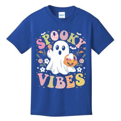 Spooky Vibes Ghost Retro Groovy Halloween Funny Gift Meaningful Gift Kids T-Shirt