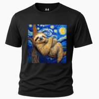 Sloth Van Gogh Style Starry Night Cooling Performance Crew T-Shirt