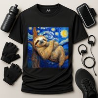 Sloth Van Gogh Style Starry Night Cooling Performance Crew T-Shirt