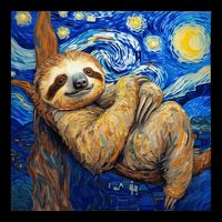 Sloth Van Gogh Style Starry Night Cooling Performance Crew T-Shirt