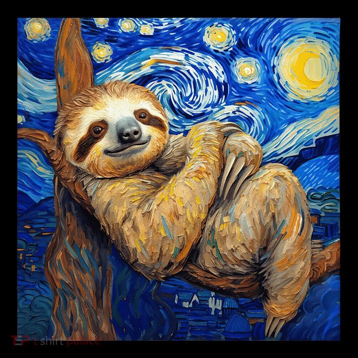 Sloth Van Gogh Style Starry Night Impact Tech Backpack