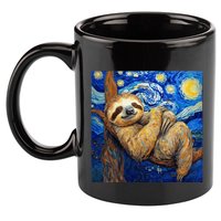 Sloth Van Gogh Style Starry Night 11oz C Handle Ceramic Mug
