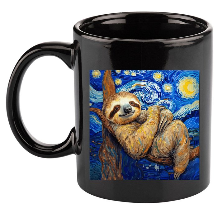 Sloth Van Gogh Style Starry Night 11oz C Handle Ceramic Mug